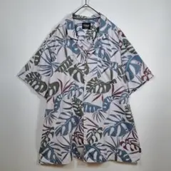 アロハシャツ ボタニカル柄 モンステラ柄 リヨセル100％ 2XL 開襟 総柄のサムネイル