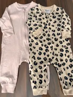 H&M baby 68 長袖 コットンロンパース2着セット