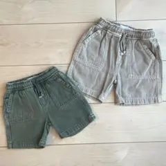 ZARAキッズ　ハーフパンツ　2枚セット　兄弟　お揃い　カーキ　ベージュ
