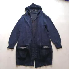 Gabardine K.T フード付き ネイビー ラメ カーディガン　F53