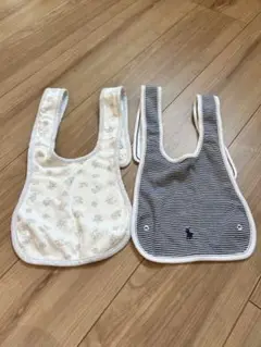 花柄とストライプのスタイ2枚セット　ラルフローレン