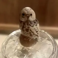 手彫り】水牛の角 フクロウ 置物 彫刻 バッファローホーン 梟 縁起物 工芸