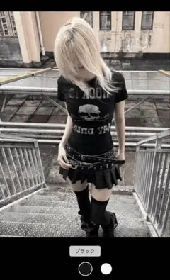スカル柄 Tシャツ　y2kグランジ