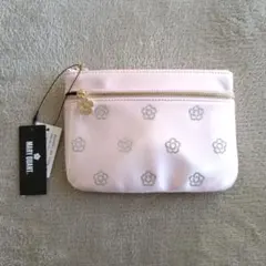 【新品タグ付】マリークワント ダブルファスナー フラットポーチ ビジュー ピンク