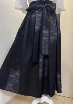 No.452 大島紬リメイク6枚剥ギャザースカート　地空き？