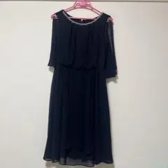 ネイビー オフショルダーパーティードレス 38