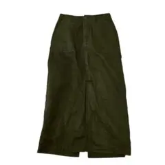 alma design　ロングスカート　バックスリット（L）コットン　カーキ