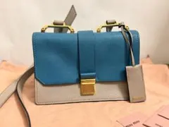 【美品】　MIU MIU マドラス　バイカラー　ハンドバッグ 青 グレー