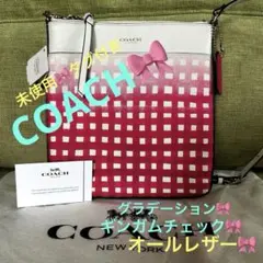 COACH クロスボディショルダーバッグ ピンク チェック 斜め掛け 