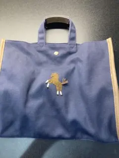 SEVEN TEN 馬の刺繍トートバッグ ネイビー/ベージュ