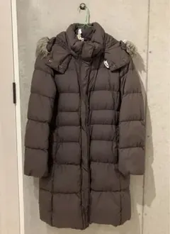 ブラウン フード付きロングダウンジャケット