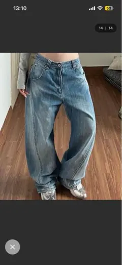ワイドレッグ デニムパンツ