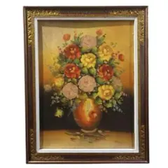ヴィンテージ アルバートウイリアムス 絵画 額縁付き 静物画 花 薔薇 レトロ ヴィンテージ アルバートウイリアムス 絵画 額縁付き 静物画 花 薔薇