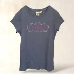 ポロジーンズ　半袖Tシャツ　M　ブルー系　ロゴプリント　Uネック　カジュアル　綿のサムネイル