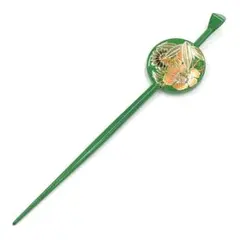 ☆新品未使用☆Ｂ級品キズ有り緑系花模様かんざし