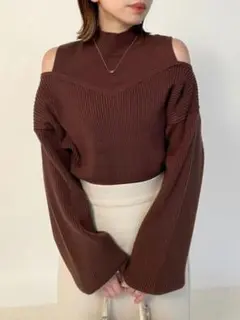 Heather オフショルニット 肩開きニットプルオーバー