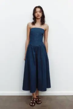 ZARA TRF デニムミディワンピース