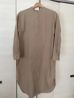 ナノユニバース　ベージュ 長袖 シャツワンピース ロング丈