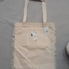 スヌーピー刺繍キャンバストートバッグ