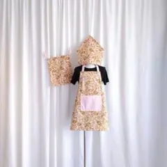 新品❤エプロン+三角巾+巾着袋の3点セット/ハンドメイド/207H-PK3