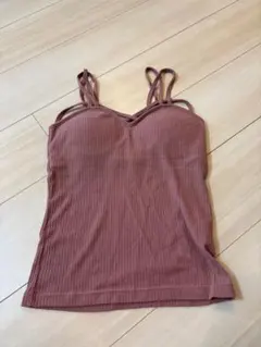カップ付き リブキャミソール くすみピンクのサムネイル