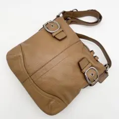 A886 COACH シボ革 2wayショルダーバッグ クロスボディ キャメル