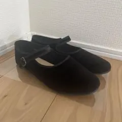 tsukuru&Lin 黒 バレエシューズ ベロア