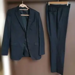 comme ca men ブラック ストライプ ビジネススーツ60F