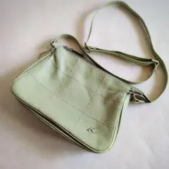 Kitamura ライトグリーン レザー ショルダーバッグ キタムラ