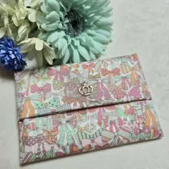 Libertyタナローン生地のポケットティッシュケース ジェニーズリボンズピンク