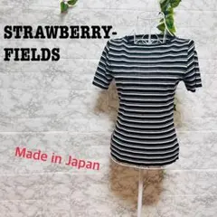 【j10】【STRAWBERRY-FIELDS】 ストライプ 半袖Tシャツ　良品のサムネイル