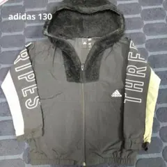 adidas フリースフード付きジャケット 黒/オリーブ130