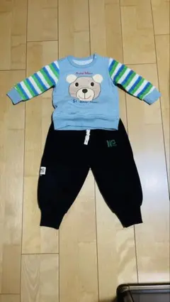 クマの顔プリント セットアップ 95cm未満