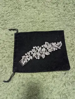 ウェディングヘッドドレス シルバー 花モチーフ