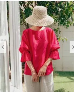 美品✨ピンク❤️　麻　ドアーズ　リネンキャンディスリーブプルオーバー