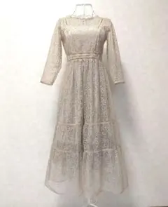 レトロ 薄紫 LILY BROWN レースワンピース 118cm インナーベロア