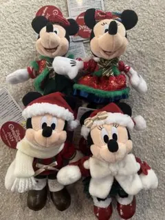 新品タグ付　ミッキー ミニー ぬいぐるみバッジ クリスマス2025 4点セット