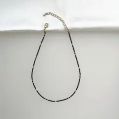 シンプルビーズネックレス　チョーカー【B】マットブラック　ハンドメイド