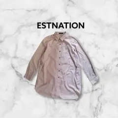 ESTNATION ギンガムチェックロングシャツ 綿100%レッド 38のサムネイル