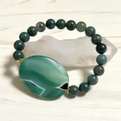 グリーン瑪瑙とモスアゲートのブレスレット
