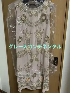 美品！！グレースコンチネンタル:ビーズ刺繍パーティードレス ピンクのサムネイル