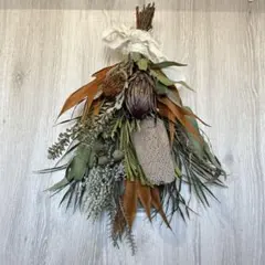 ネイティブフラワーのリース ドライフラワーリース 40cm×24cm - メルカリ
