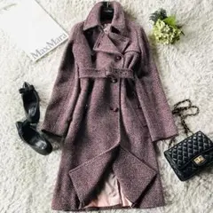 美品　マックスマーラ MAX&Co ヘリンボーン 女優襟ロングコート 38 Max Mara マックスマーラ テディベアコート TEDGIRL ロング