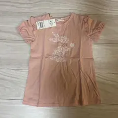 【新品】ウサギの花柄プリント Tシャツ 120cm ピンク