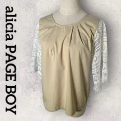 Alicia PAGEBOY レーススリーブカットソー 七分袖 (F) ベージュ