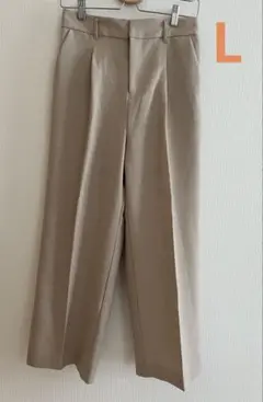 ViS　ベージュ タックワイドパンツ サイズL