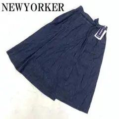LA7334 新品タグ付き ニューヨーカー コットンガウチョパンツ ブルー 11
