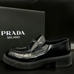 【美品✨】プラダ ローファー チョコレート 三角ロゴ レディース レザー 黒