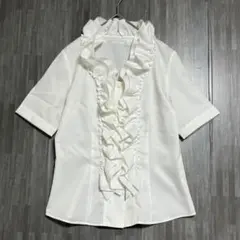 Cosa de Ver フリルカラー 半袖ブラウス　【美品】　白　9 / M