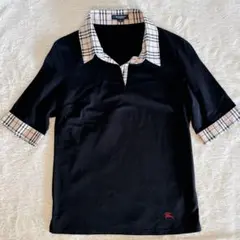 【美品】バーバリーノバチェック スキッパー ポロカットソー M